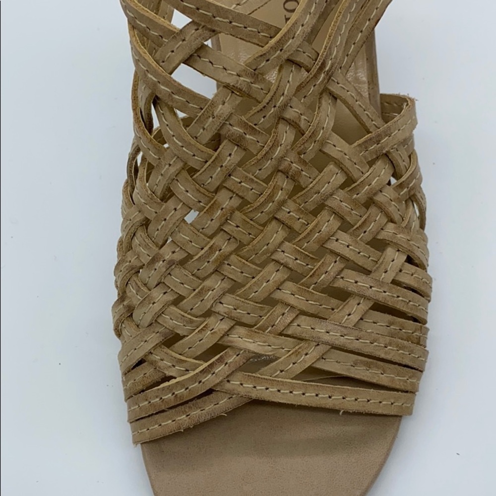 Audrey Brooke Womens Tan Woven Leather Slingback Heel Sandals Size 7-1/2 M - Picture 9 of 9